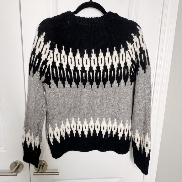 J. Crew Fair Isle crewneck sweater size XS grey white black wool alpaca - Picture 3 of 7